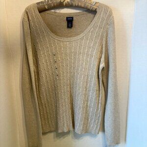 Izod Women's Beige Cable Knit Sweater